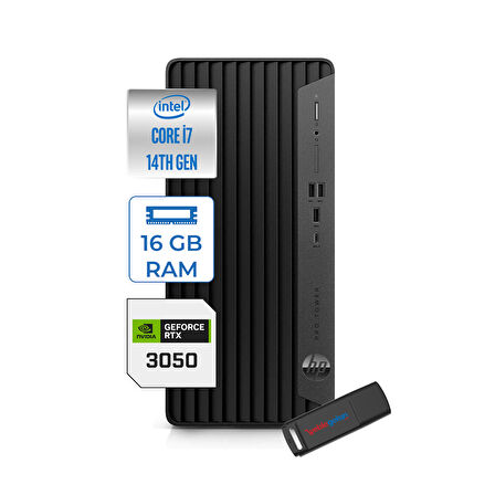 Hp Pro Tower 400 G9 Intel Core I7 14700 16GB Ddr5 256GB SSD Windows 11 Pro Nvidia RTX3050-6GB Masaüstü Bilgisayar 5V5M2ESRTX3050P06 + Zetta USB Bellek
