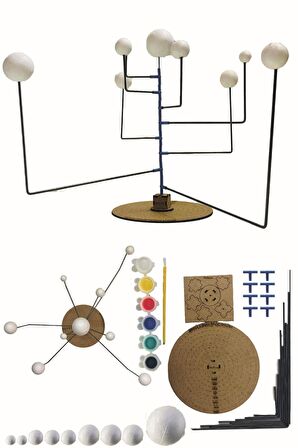 Evreni Keşfet Güneş Sistemi Modeli ve 6 Renk Akrilik Boya Seti (Ücretsiz Fırça Hediye!)