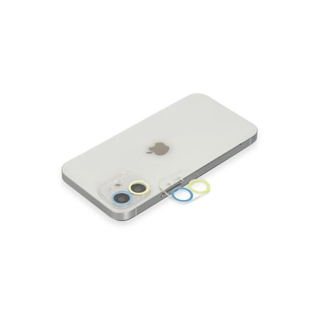 Apple İphone 12 Mini Renkli Kamera Lens Koruma Cam - Sarı-mavi
