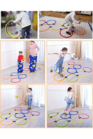 Daire Seksek Halka Oyunu Seti 22 Parça Hopscotch Sek sek Duyusal Eğitim Çemberleri Eğitici Oyuncak