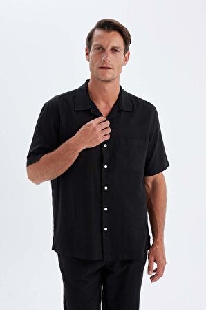 DeFacto Relax Fit Yazlık Polo Yaka Kısa Kollu Gömlek C1110AX24SMBK81