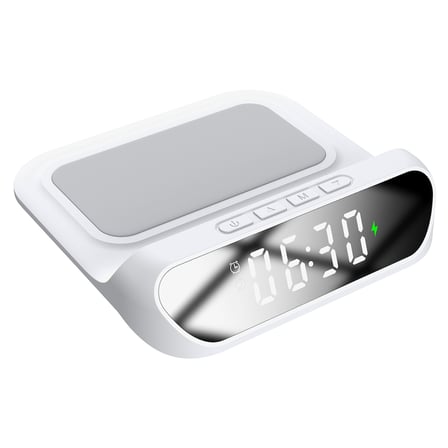 S-Link Sl-Cw18 Beyaz Telefon Uyumlu 15W Lcd Ekran Double Alarmlı Kablosuz Şarj Cihazı