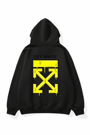 Unisex Yumuşak Dokulu Off White Baskılı Tasarım Oversize 3 İplik Hoodie Sweatshirt