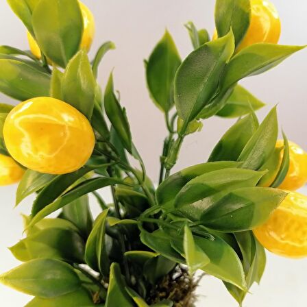 Yapay Ahşap Kütük Saksılı Limon Dekoratif Hediye LM100