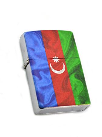 Azerbaycan Bayrak Baskılı Benzinli Çakmak