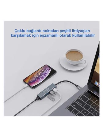 Inca İutp-03Tx Ethernet Usb 3.0+Type-C 3.1 Grişli 000 Mbps 3X3.1Usb Eternet-Çoklayıcı