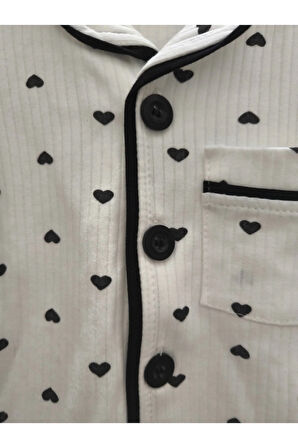 Kız Çocuk Pijama Takımı Pamuklu Kalpli