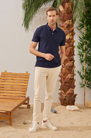 Erkek Basic Polo Yaka Tişört (Regular Fit) Lacivert