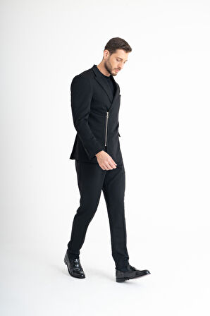 Yandan Fermuarlı Takım Elbise - Siyah 52