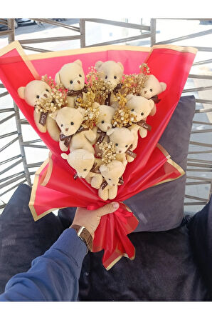 Sevgiliye - Arkadasa - Ese Yilbasi Hediyesi Yılbaşı Temalı Ayıcık Buketi