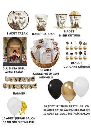 Dehaparty Harry Potter Temalı Parti Süsleme Malzemeleri Konsept Seti Çok Renkli