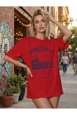 Unisex Rome Italy Baskılı Tasarım Tshirt