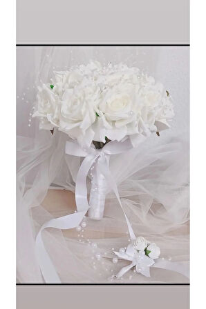 İncili Gül gelin çiçeği ,gelin buketi yaka ciceği