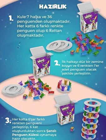 Şanslı Penguen Kulesi Eğitici Zeka Ve Aktivite Oyunu Eğlence Kutusu Eğitici Oyuncak - 1+ Yaş