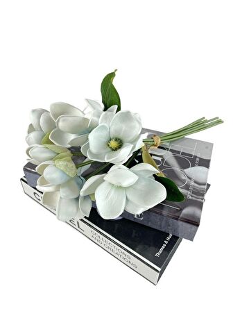 Yapay Çiçek Manolya Letex Eva Magnolia 33cm Pudra Uçuk Mavi