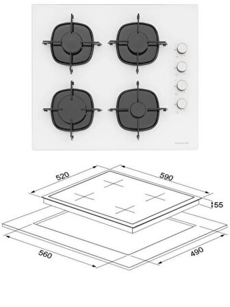 Silverline Beyaz Ankastre Set (CS5700E6W01 Ocak/S2-BO6502W02 Fırın/3490 Oslo Davlumbaz)