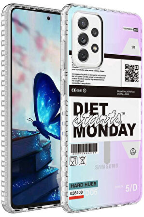 Galaxy A73 Kılıf Airbag Kenarlı Renkli Desenli Elegans Silikon