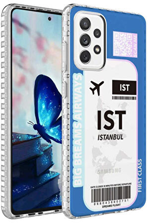 Galaxy A73 Kılıf Airbag Kenarlı Renkli Desenli Elegans Silikon