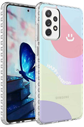 Galaxy A73 Kılıf Airbag Kenarlı Renkli Desenli Elegans Silikon