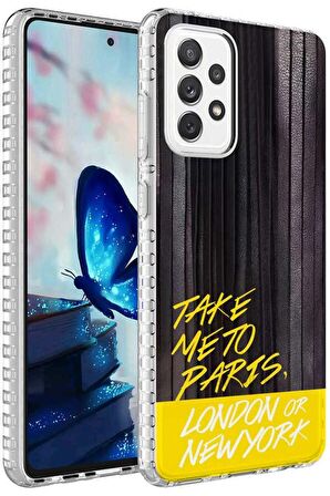 Galaxy A73 Kılıf Airbag Kenarlı Renkli Desenli Elegans Silikon