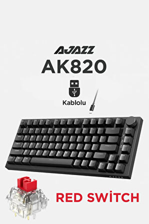 AK820 Kablolu Mekanik Oyun Klavyesi , Beyaz Işıklı, Siyah, 82 Tuş, Hot Swap, Anti Ghosting