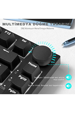 AK820 Kablolu Mekanik Oyun Klavyesi , Beyaz Işıklı, Siyah, 82 Tuş, Hot Swap, Anti Ghosting