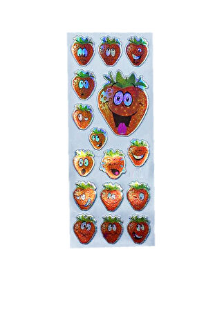 Sticker Kabartmalı Stiker Defter, Planlayıcı Etiket Çilek (cb354) 16x7 cm