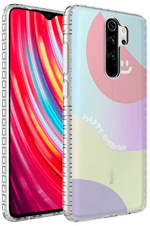 Xiaomi Redmi Note 8 Pro Kılıf Airbag Kenarlı Renkli Desenli Elegans Silikon