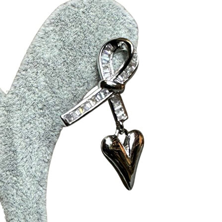 Uretti - İREM 3914 3554 Kalp ve Fiyonk Detaylı Çelik Küpe