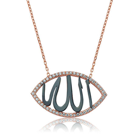 Gümüş Allah Yazılı Kadın Kolye