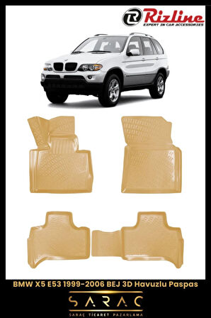 Rizline BMW X5 E53 2001 Model BEJ 3D Havuzlu Paspas