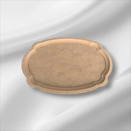 Ahşap Boyanabilir Oval Dalgalı Küçük Nişan Tepsisi-Sunumluk