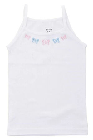 Kız Çocuk Beyaz Ribana Ipaskı Atlet