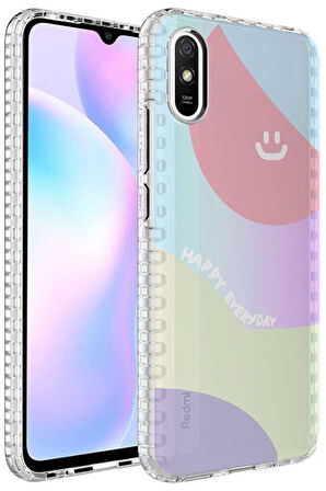 Xiaomi Redmi 9A Kılıf Airbag Kenarlı Renkli Desenli Elegans