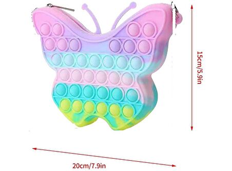 POPİT ÇANTA KELEBEK ASKILI FERMUARLI KIZ ÇOCUK ÇANTASI RENKLİ