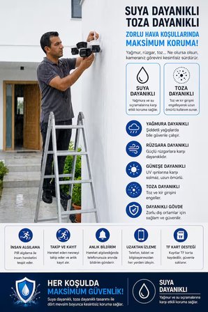 ARM-95W 3 Kameralı Güvenlik Kamerası 15MP Ultra Hd Ptz Hareketli Akıllı Ip Kamera | V380 Pro | Gece Görüşlü | Sesli | Dış Mekan