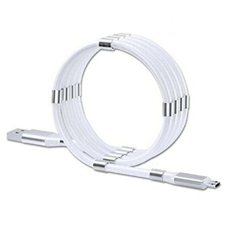 Mıknatıslı Kendini Toplayan USB Hızlı Şarj  ve Data Kablosu