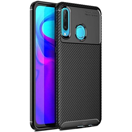 Huawei P30 Lite Karbon Desenli Negro Silikon Kılıf