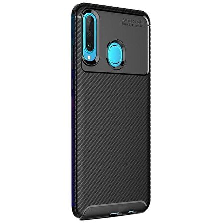 Huawei P30 Lite Karbon Desenli Negro Silikon Kılıf