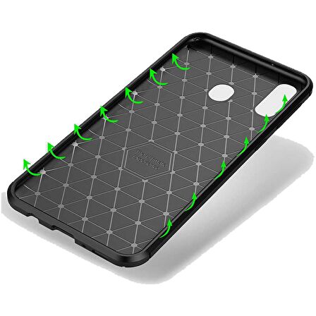 Huawei Y6 2019 Karbon Desenli Negro Silikon Kılıf