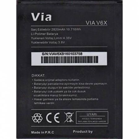 Casper Via V6X Batarya Pil 2820Mah