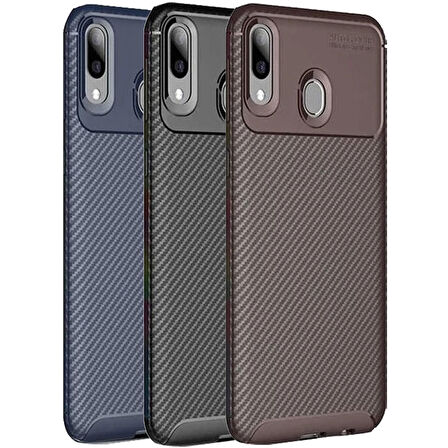 Huawei Y7 Prime 2019 Karbon Desenli Negro Silikon Kılıf