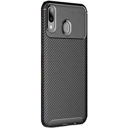 Huawei Y7 Prime 2019 Karbon Desenli Negro Silikon Kılıf