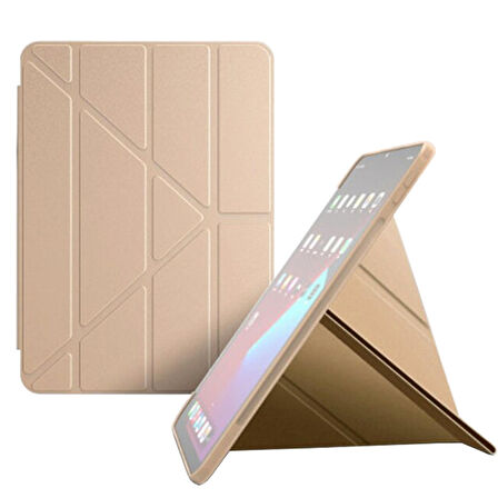 Apple Ipad 2 / 3 / 4 Smart Cover Üçgen Stand Arkası Şeffaf Tablet Kılıfı