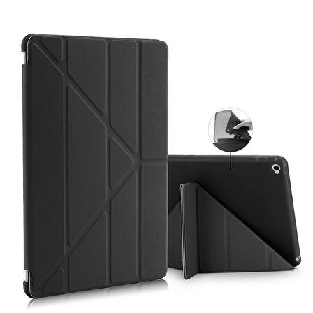 Apple Ipad 2 / 3 / 4 Smart Cover Üçgen Stand Arkası Şeffaf Tablet Kılıfı