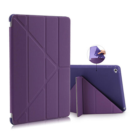Apple Ipad Mini 4 Mini 5 Smart Cover Üçgen Stand Arkası Şeffaf Tablet Kılıfı