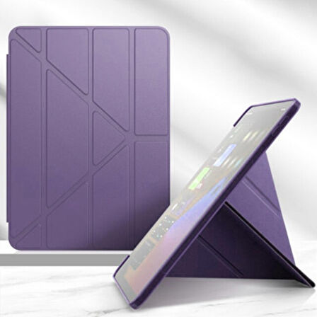 Apple Ipad Mini 4 Mini 5 Smart Cover Üçgen Stand Arkası Şeffaf Tablet Kılıfı