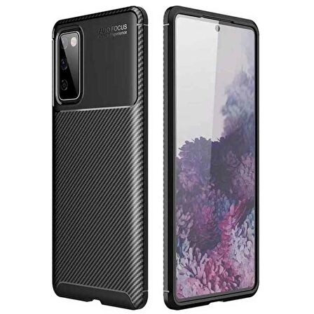 Samsung Galaxy S20 Karbon Desenli Negro Silikon Kılıf