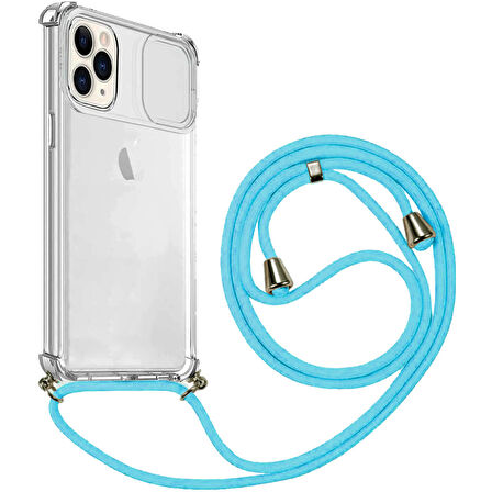 Apple iPhone 11 ProMax İp Askılı Şeffaf Kamera Korumalı Kılıf