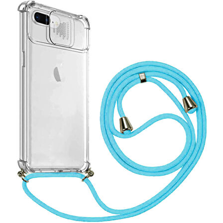Apple iPhone 7 Plus / 8 Plus İp Askılı Şeffaf Kamera Korumalı Kılıf